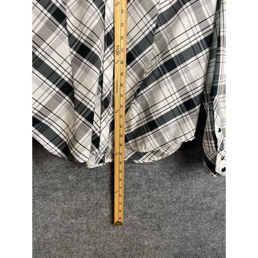 New York & Company Shirt Women’s XL Black/White Plaid Long Sleeve - Picture 9 of 13